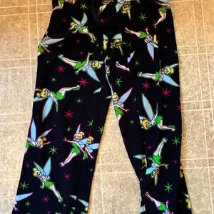 Disney Tinkerbell Kids Pajama Bottoms - Black w/ Green & Blue EUC Preowned SMALL